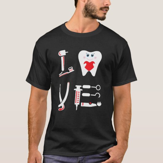 Love Dental Hygienist Dentist Orthodontics Valenti T-shirt (Voorkant)