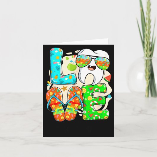 Love Dental Life Cute Tooth Flip Flops Summer Dent Kaart (Voorkant)