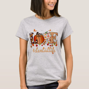 Love Dental Life Pumpkin Tooth Dentist Herfst T-shirt
