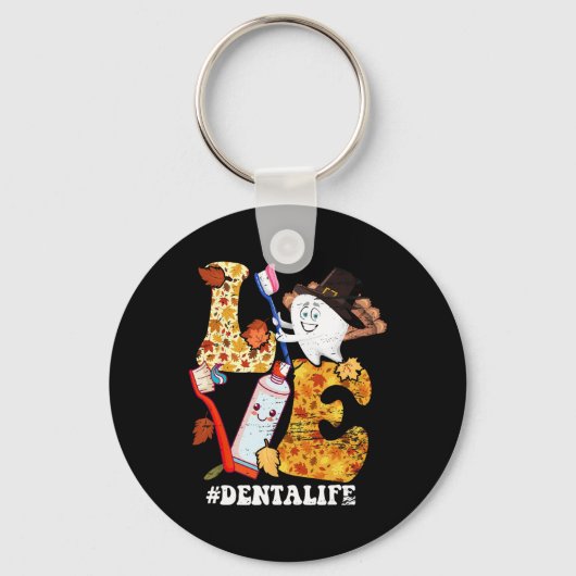 LOVE Dental Life Turkey Tooth Autumn Herfst Thanks Sleutelhanger (Voorkant)
