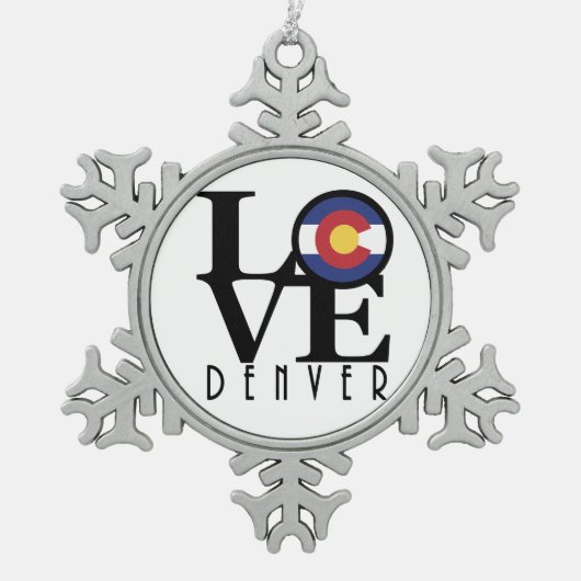 LOVE Denver Tin Sneeuwvlok Ornament (Voorkant)