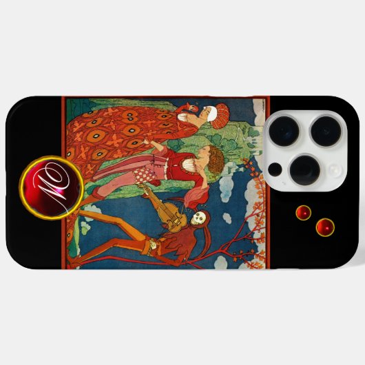 LOVE, DESIRE EN DOOD RED GEM STONE MONOGRAM Case-Mate iPhone CASE (Achterkant (horizontaal))