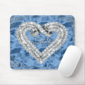 Love Diamond Heart Blue Muismat (Met muis)
