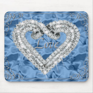 Love Diamond Heart Blue Muismat