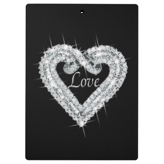 Love Diamond Heart Clipboard Klembord (Achterkant)