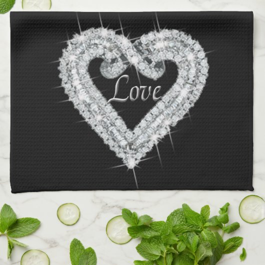 Love Diamond Heart Kitchen Towel Theedoek (Gevouwen)
