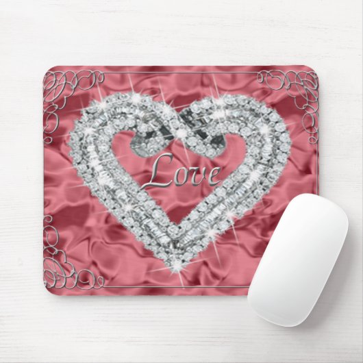 Love Diamond Heart Red Muismat (Met muis)