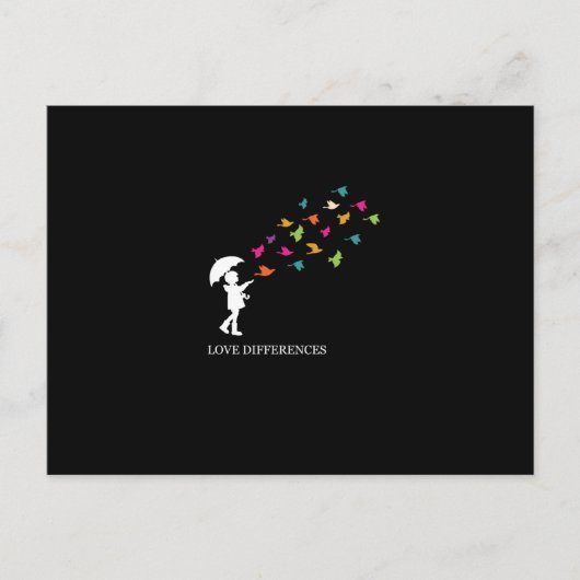 Love Differences Peace Autism Awareness Uitnodiging Briefkaart (Voorkant)
