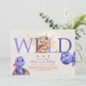 Love Dino Simple Funny Baby First Birthday Kaart (Staand voorkant)