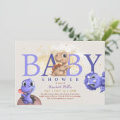 Love Dino Simple Funny Cute Dragon Baby Shower Kaart (Staand voorkant)