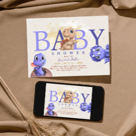 Love Dino Simple Funny Cute Dragon Baby Shower Kaart