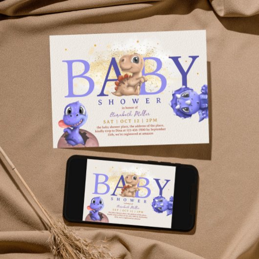 Love Dino Simple Funny Cute Dragon Baby Shower Kaart