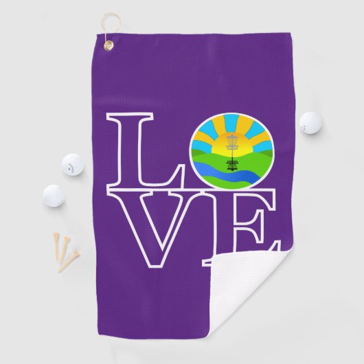 Love Disk Golf Basket Golf Towel Golfhanddoek (Insitu)