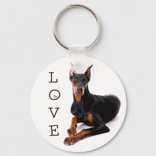 Love Doberman Pinscher Puppy Dog Sleutelhanger (Voorkant)