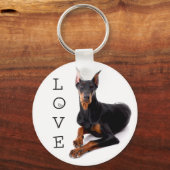 Love Doberman Pinscher Puppy Dog Sleutelhanger (Voorkant)