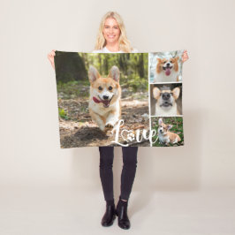 LOVE Dog 4 Foto Collage Paw Print Heart Fleece Deken