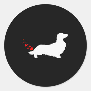 Love Dog Farts Apparel Corp. Valentijnsdag Lange H Ronde Sticker