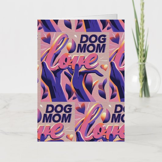 Love Dog Mum Roze Paarse Folie Wenskaart (Voorkant)