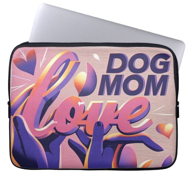 Love Dog Mum Roze Paarse Laptop Sleeve (Voorkant)