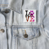 Love, Dog Paw Print Button (In situ)