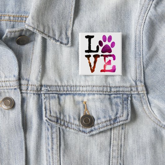 Love, Dog Paw Print Button (In situ)