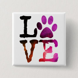 Love, Dog Paw Print Button