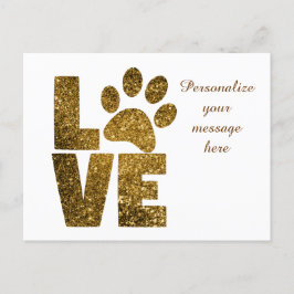 Love Dog Paw Print gepersonaliseerd bericht, offer Aankondigingskaart