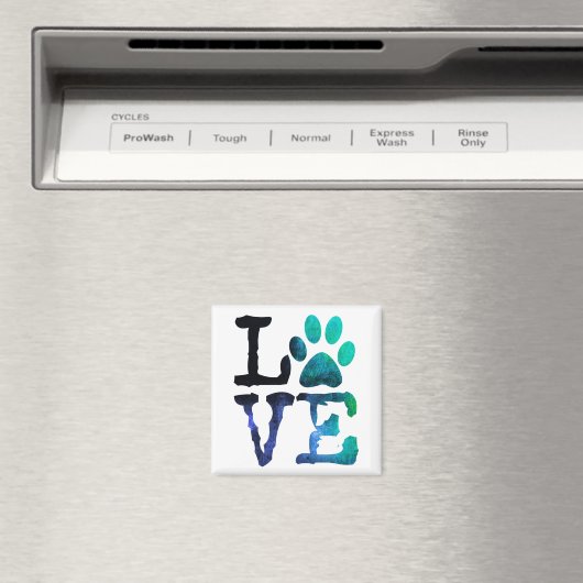 Love, Dog Paw Print Magnet (Insitu (Vaatwasser))