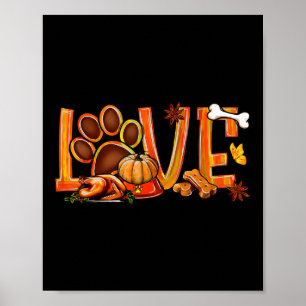 Love Dog Paw Print Turkije pompoen Herfst Herfst d