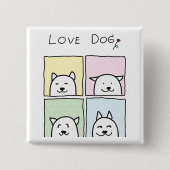 Love Dog Vierkante Button 5,1 Cm (Voorkant)