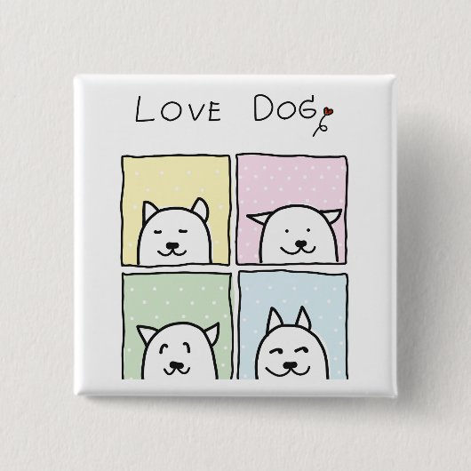 Love Dog Vierkante Button 5,1 Cm (Voorkant)