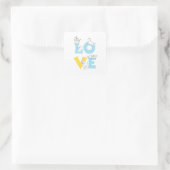 love dog vierkante sticker (Tas)