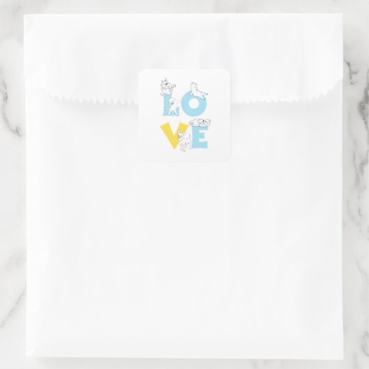 love dog vierkante sticker (Tas)