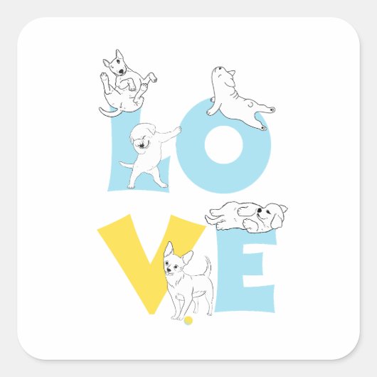 love dog vierkante sticker (Voorkant)