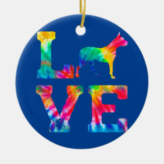 Love Dogo Argentino Tie Dye Dog mama Keramisch Ornament