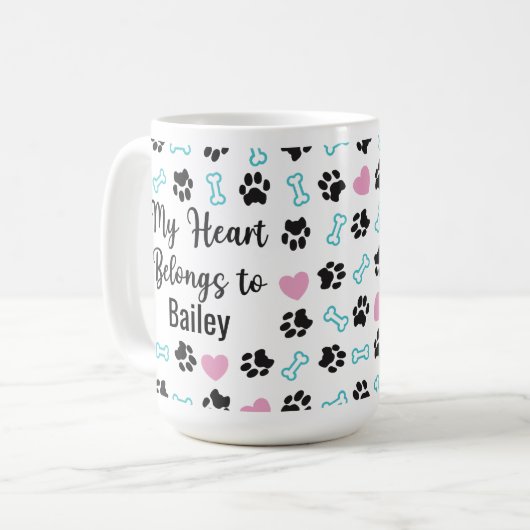 Love dogs Custom Name Photo Mug Gift Koffiemok (Voorkant links)