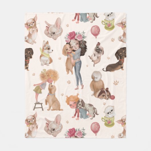 Love Dogs Fleece Deken (Voorkant)