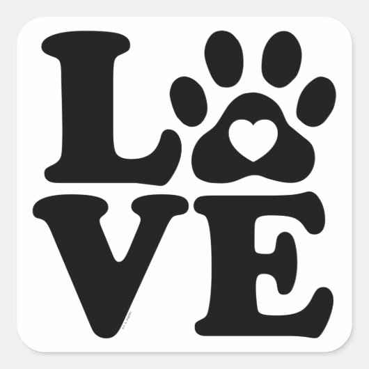 Love Dogs Paw Print Vierkante Sticker (Voorkant)