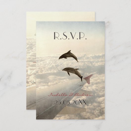 Love Dolphins - bruiloft RSVP (Voorkant / Achterkant)