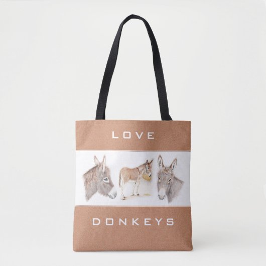 Love Donkeys Brown Canvas tas (Voorkant)