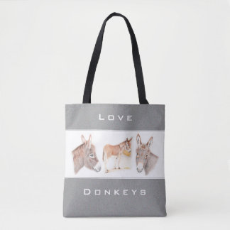 Love Donkeys Grey Canvas tas