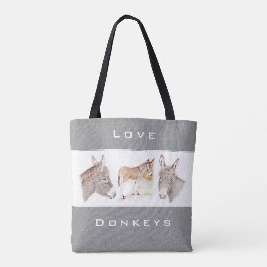 Love Donkeys Grey Canvas tas (Achterkant)