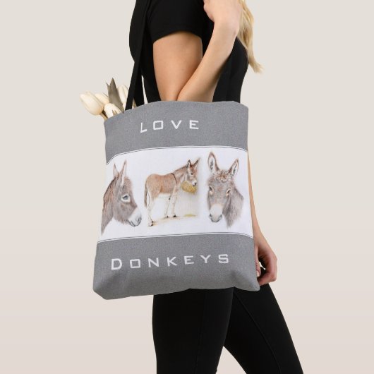 Love Donkeys Grey Canvas tas (Dichtbij)