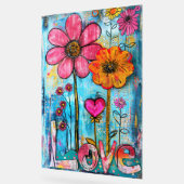*~* LOVE Doodle – Colorful Whimsical Flower Art Acryl Bord (Hoek)