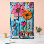 *~* LOVE Doodle – Colorful Whimsical Flower Art Acryl Bord (Huwelijk)
