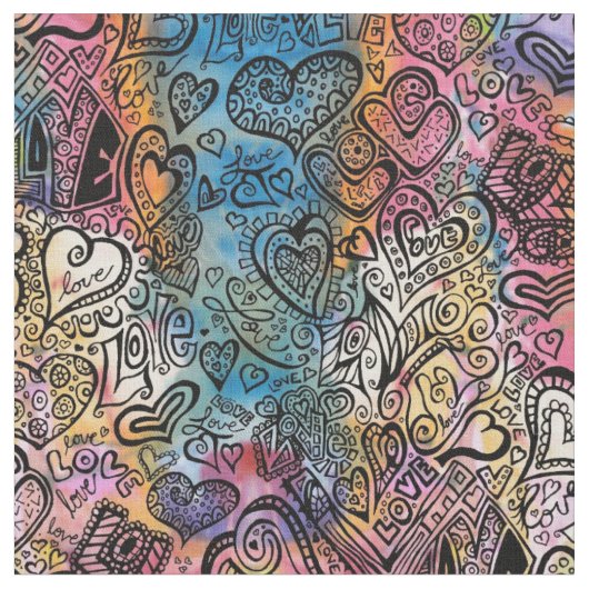 Love Doodle Fabric Stof (Close Up)