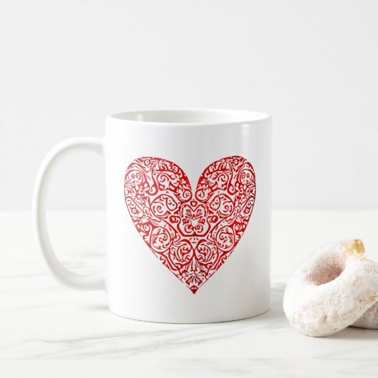 Love Doodle Heart Abstract Art, No 02 Koffiemok (Met donut)