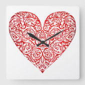Love Doodle Heart Abstract Art, No 02 Vierkante Klok (Voorkant)