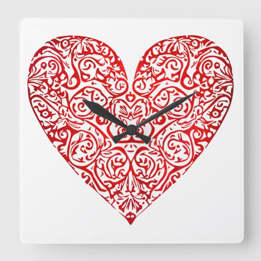 Love Doodle Heart Abstract Art, No 02 Vierkante Klok (Voorkant)