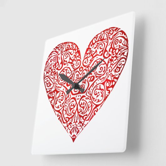 Love Doodle Heart Abstract Art, No 02 Vierkante Klok (Hoek)